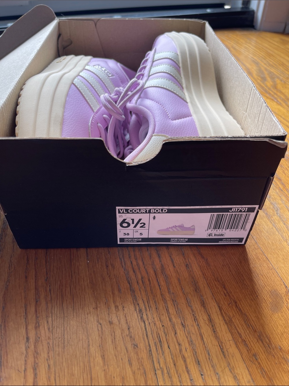adidas VL Court Bold Platform Sneakers in Lilac and Cream